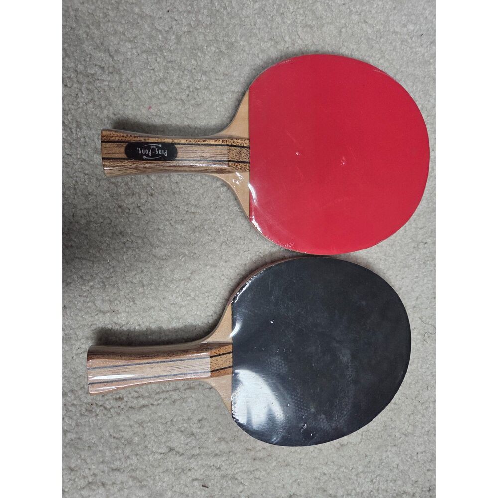 Set of 2 Ping‑Pong / Table Tennis Paddles – Red & Black Rubber - Ping Pong Brand
